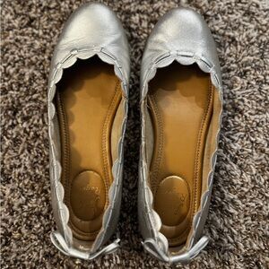 Jack Rogers Silver Scalloped Loafers